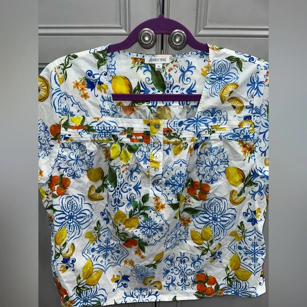 Johnny Was Citrus Floral cotton sleep shirt size XL